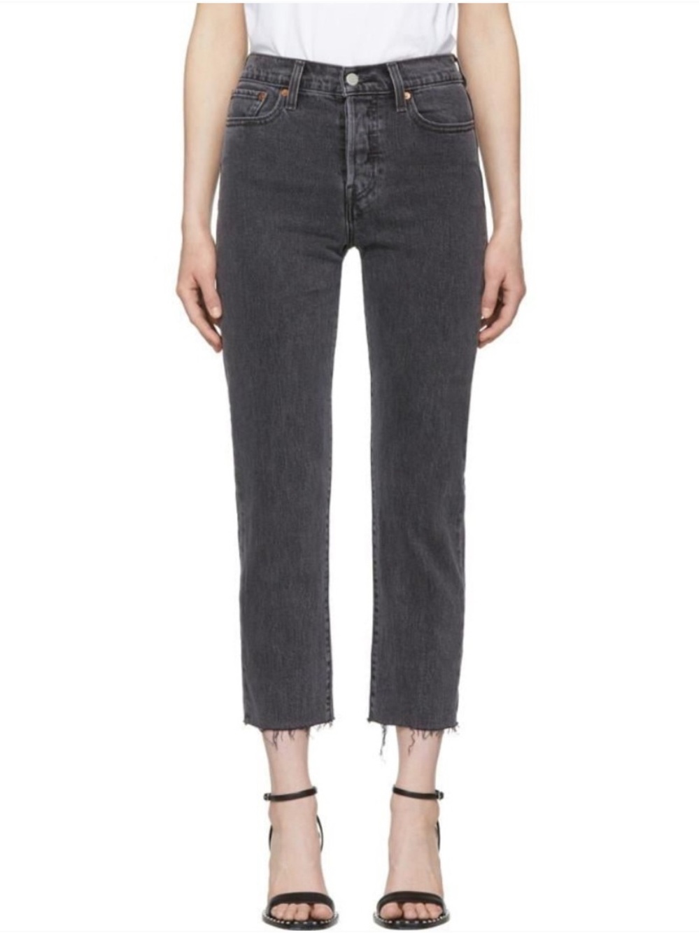 Levi’s Wedgie Straight raw hem gray jeans size 28